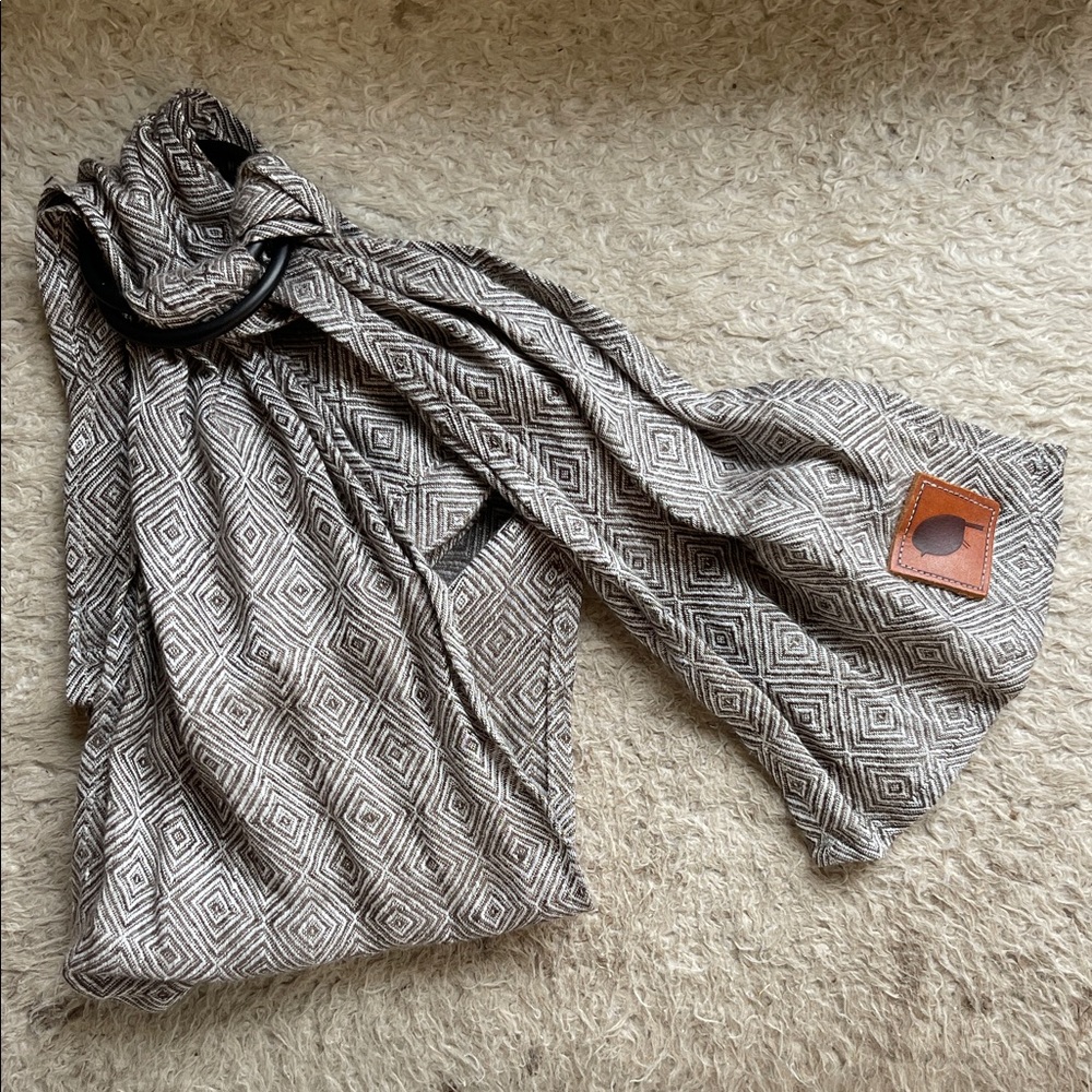 Geometric Patterned Scarf with Leather Patch